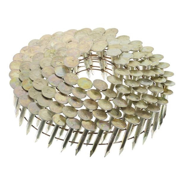 Collated Roofing Nail, 3/4 in L, 11 ga, Electro Galvanized, Flat Head, 15 Degrees, 7200 PK