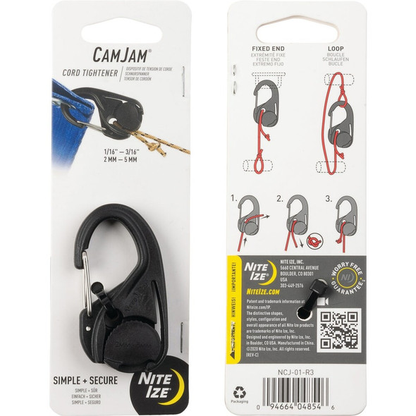 Nite Ize CamJam Plastic with Stainless Steel Gate Rope Tightener NCJ-01-R3 702922