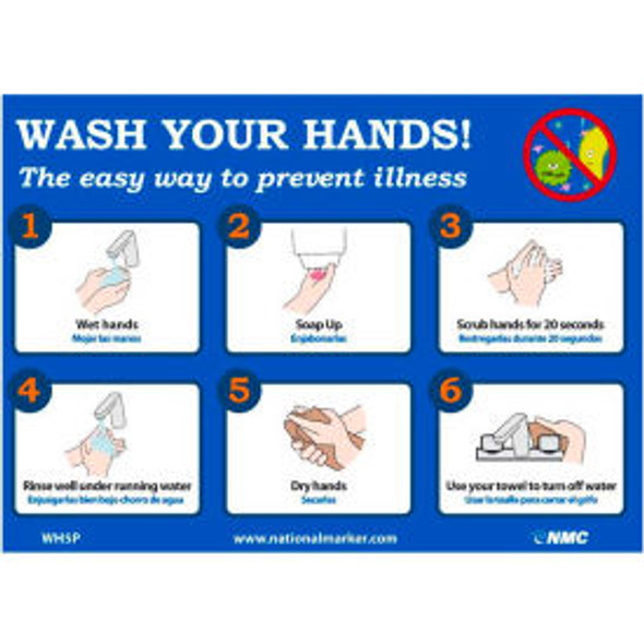 Wash Your Hands Sticker 7"" X 14"" Vinyl Adhesive Wash Your Hands Sticker 7"" X 14"" Vinyl Adhesive