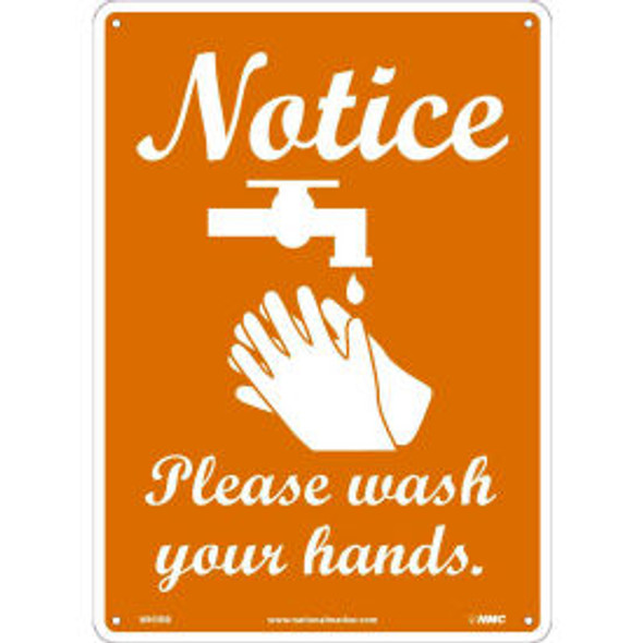 Notice Please Wash Your Hands Sign 10 X 14 Plastic