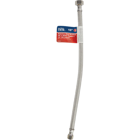 Do it Best 3/8 In. C X 1/2 In. F X 16 In. L. Braided Stainless Steel Faucet Supply Line