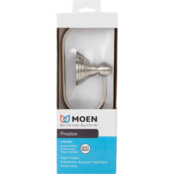 Moen Preston Wall Mount Toilet Paper Holder, Brushed Nickel DN8408BN 461039