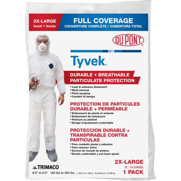 Trimaco DuPont Tyvek 2XL Painters Coverall with Hood and Boots 141242/12