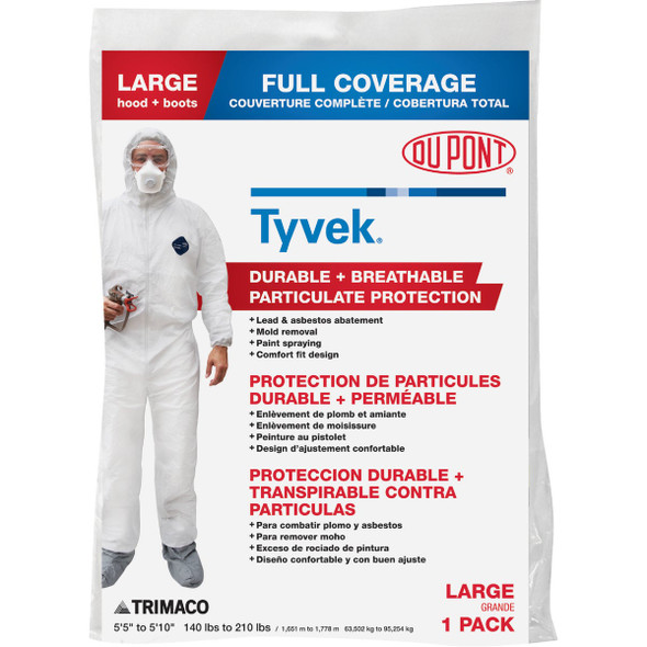 Trimaco DuPont Tyvek Large Painters Coverall with Hood and Boots 141222/12