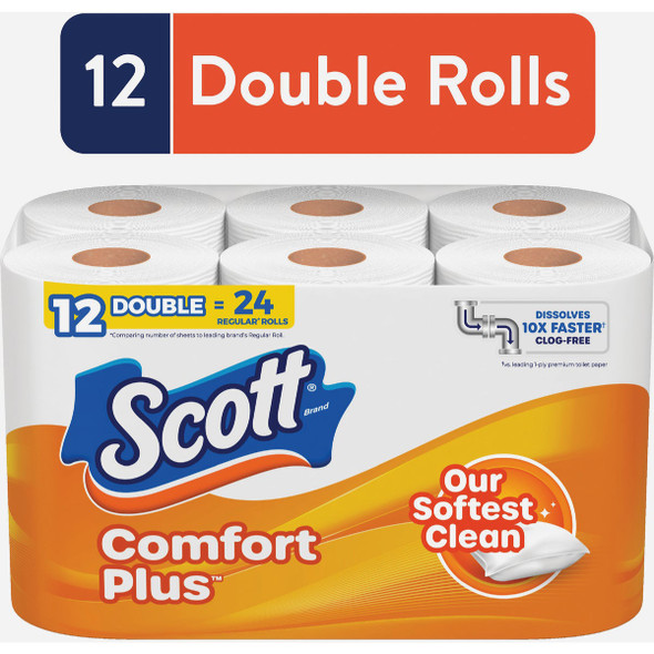 Scott Comfort Plus Extra Soft Toilet Paper (12 Double Rolls)