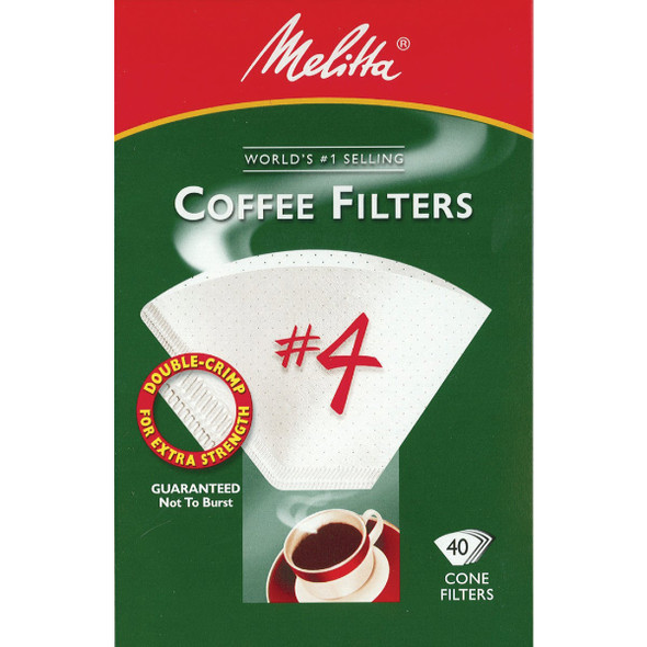 Melitta #4 Cone 8-12 Cup White Coffee Filter (40-Pack) 624404