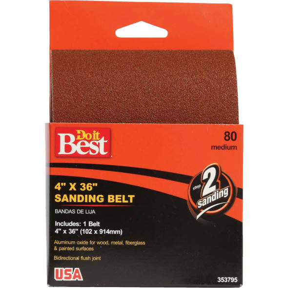 Do it Best 4 In. x 36 In. 80 Grit Heavy-Duty Sanding Belt 353795