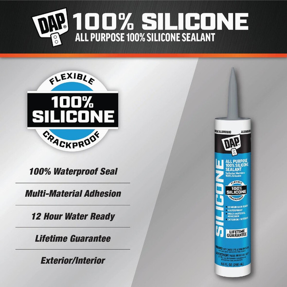 DAP 9.8 Oz. Window, Door & Siding Silicone Sealant, Aluminum 7079808643 778486