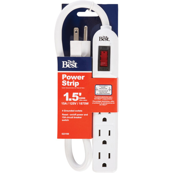Do it Best 4-Outlet White Power Strip with 1-1/2 Ft. Cord LTS-4 Do it Best 4-Outlet White Power Strip with 1-1/2 Ft. Cord LTS-4