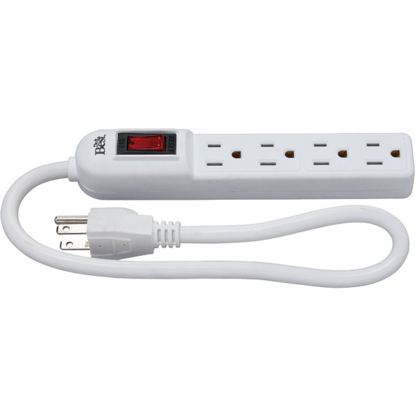 Do it Best 4-Outlet White Power Strip with 1-1/2 Ft. Cord