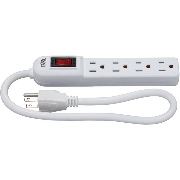 Do it Best 4-Outlet White Power Strip with 1-1-2 Ft. Cord LTS-4 523160