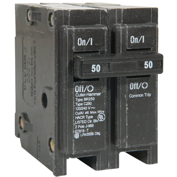 Eaton BR 50A Double-Pole Standard Trip Circuit Breaker BR250