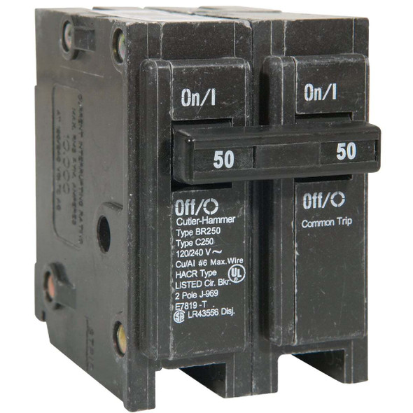 Eaton BR 50A Double-Pole Standard Trip Circuit Breaker BR250