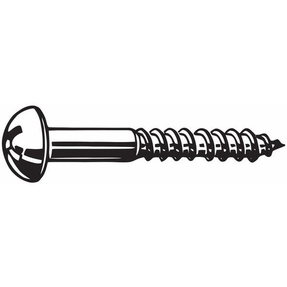Wood Screw, #8, 1 in, Zinc Plated Steel Round Head Phillips Drive, 100 PK