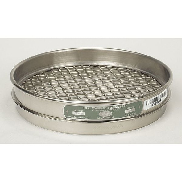 Advantech Sieve, #4, S/S, 8 In, Half Ht 4SS8H