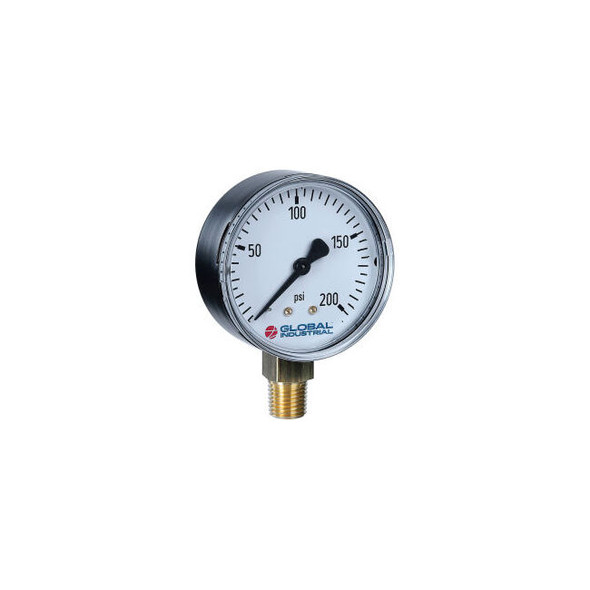 Global Industrial 2"" Pressure Gauge 100 PSI 1/4"" NPT LM Steel