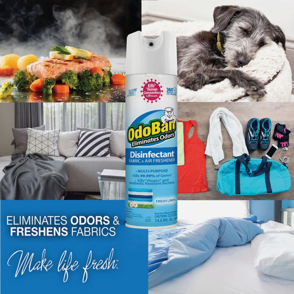 OdoBan 14.6 Oz. Fresh Linen Multi-Purpose Fabric & Air Freshener Disinfectant Aerosol Spray