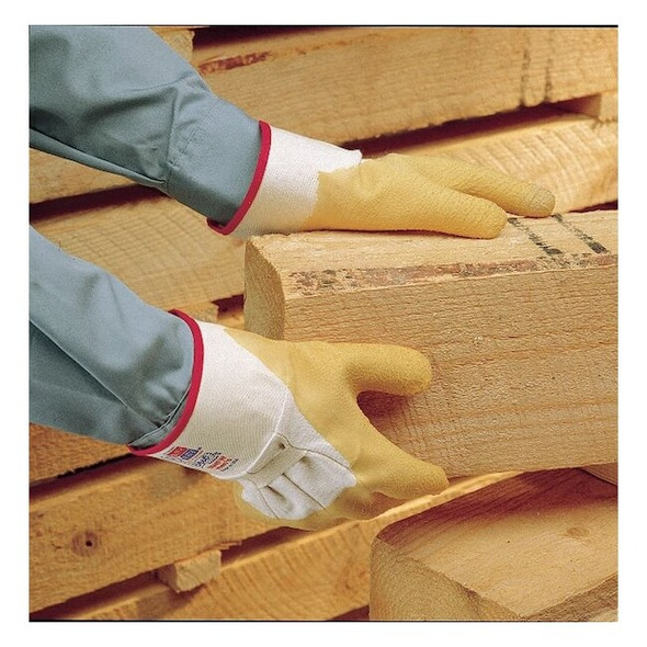 Coated Gloves, Cut Level 3 ,Natural Rubber Latex ,Crinkled ,10 1 PR