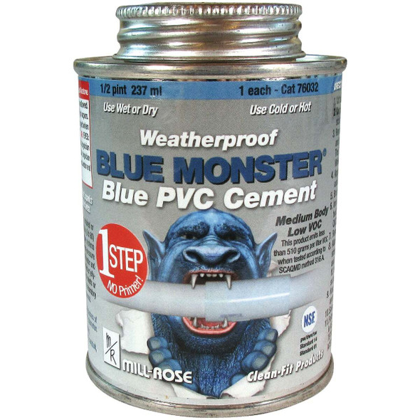 BLUE MONSTER 8 Oz. Weatherproof 1-Step Blue PVC Cement 76032