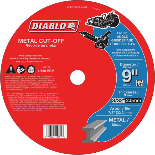 Diablo 9 In. Metal Cut-Off Disc DBD090094101F