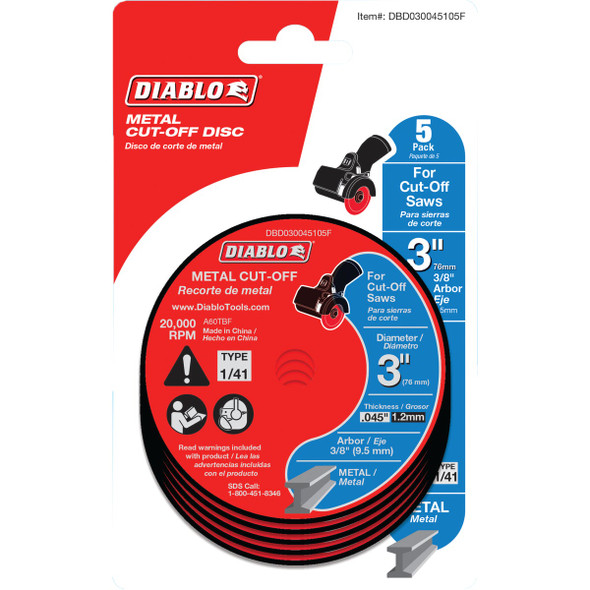 Diablo 3 In. Thin Kerf Metal Cut Off Disc for Cut-Off Saw