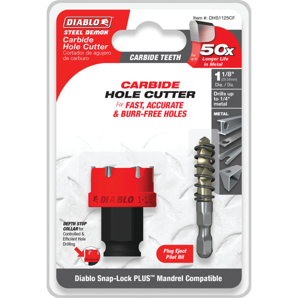 Diablo 1-1-8 In. Steel Demon Carbide Teeth Hole Cutter DHS1125CF 329144