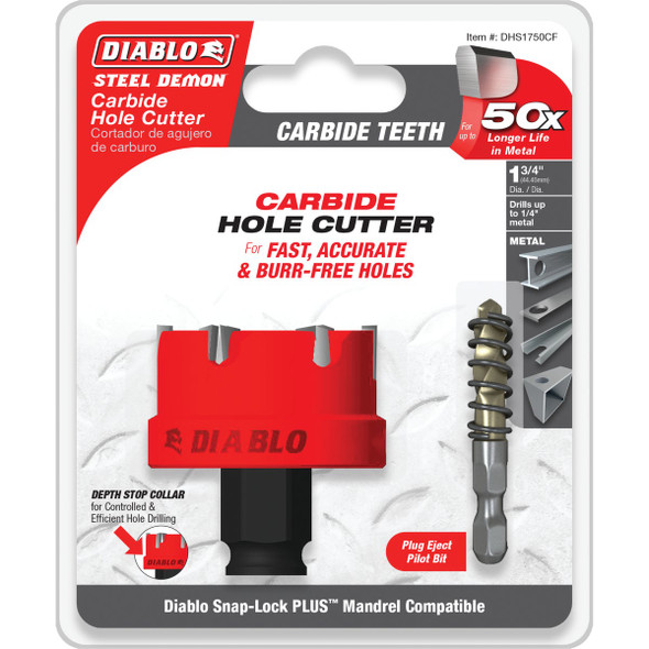 Diablo 1-3-4 In. Steel Demon Carbide Teeth Hole Cutter DHS1750CF 352169