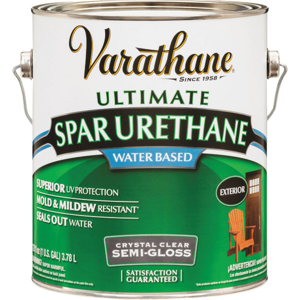 Varathane Semi-Gloss Clear Water Based Exterior Spar Urethane, 1 Gal.