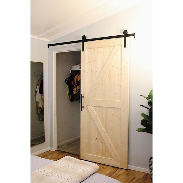 National Hardware 72 In. Matte Black Classic Interior Barn Door Kit (2-Piece) N700-003 204808