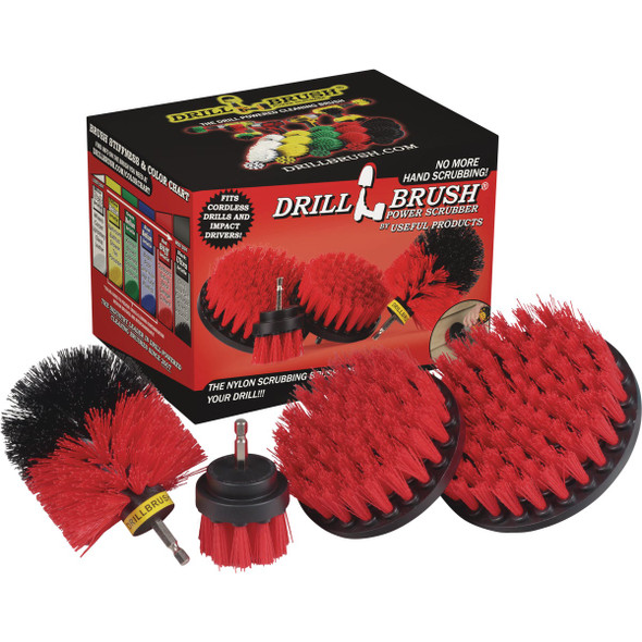 Drillbrush Patio & Garden Stiff Red Drill Brush (4 Piece) R-S-542O-QC-DB
