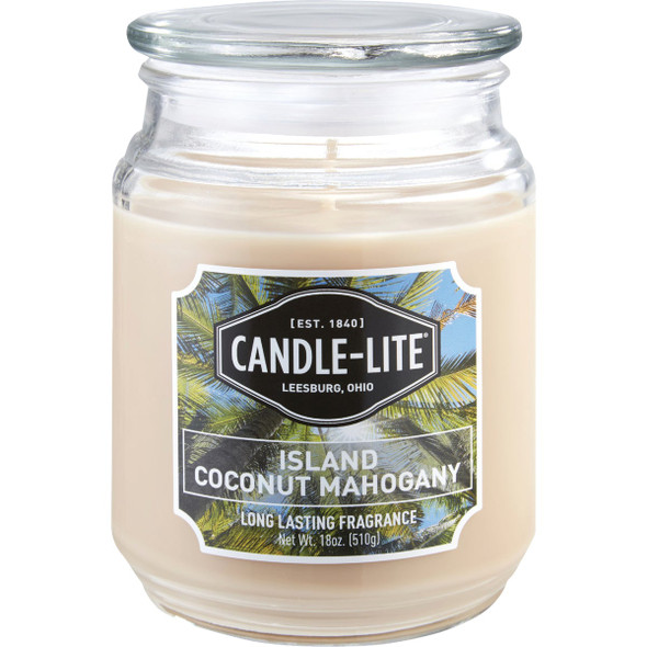 Candle-Lite 18 Oz. Everyday Island Coconut Mahogany Jar Candle 3297127