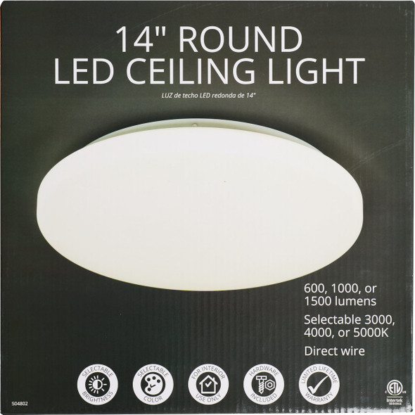 14 In. White LED Color Temperature Selectable Flush Mount Light Fixture