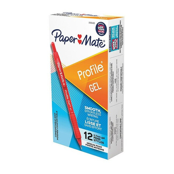 Paper Mate Pen, Red, Non-Erasable, Gel, PK12 2095463
