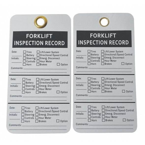 Tag, Forklift, Cardstock, 5 3/4 in H x 3 in W, White, Rectangle, 25 PK