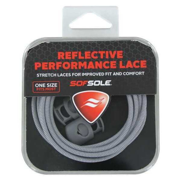 Sof Sole Shoe Laces, 38", Rubber/Polyester, Gray, PR 84839