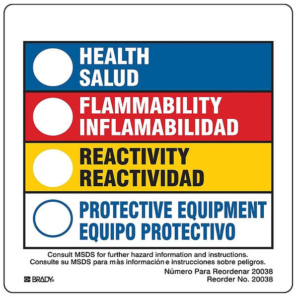 Brady HMIG Label,3-7/8 In. H,Paper,PK100 20038LS Brady HMIG Label,3-7/8 In. H,Paper,PK100 20038LS