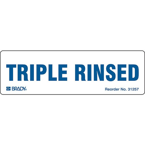 Brady DOT Handling Label, Triple Rinsed, Paper, 2-7/8" W, 7/8" H 31257LS