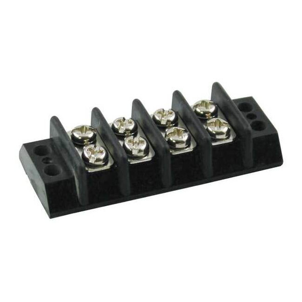 Terminal Strip, 4 Pole, 2 Row, 15 A, 300 V AC, 14 AWG, Screw Termination