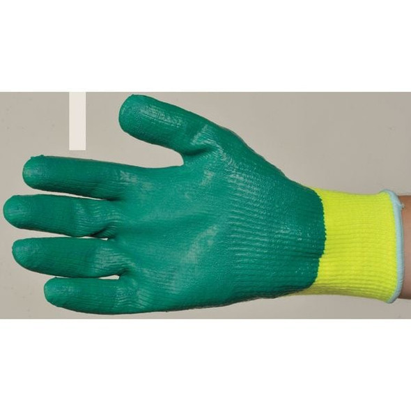 Showa Hi-Vis Cut Resistant Coated Gloves, Cut Level 4 ,Dipped ,Nitrile ,Smooth ,M 1 PR S-TEX350M-08