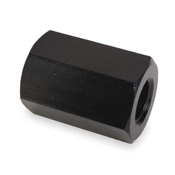 Coupling Nut, 1/2"-13, Steel, Grade 5, Black Oxide, 1-1/4 in Lg, 7/8 in Hex Wd