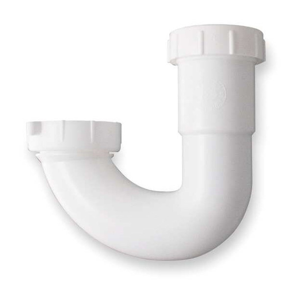 1-1/2 Dia, Polypropylene, White/Plastic, Lavatory/Kitchen, J-Bend
