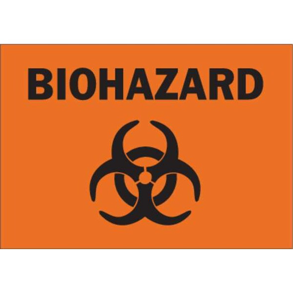 Brady Drum Label, Biohazard with Pictogram, Polyester, 5 in W, 3 1/2 in H 89170