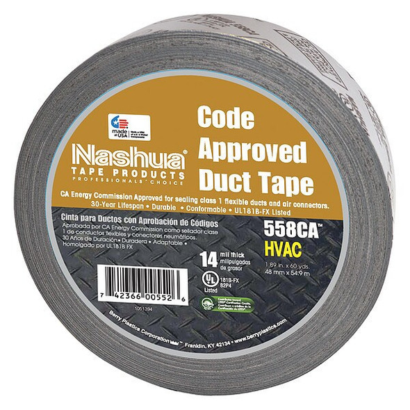 Nashua Duct Tape, Silver, 60 yd L, 1-7/8 in W 558CA