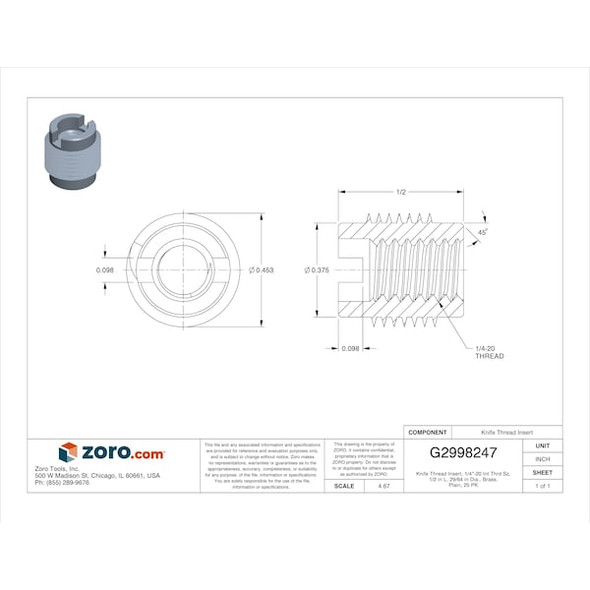 Manufacturer Varies Threaded Insert,PK25 400-4-PK25