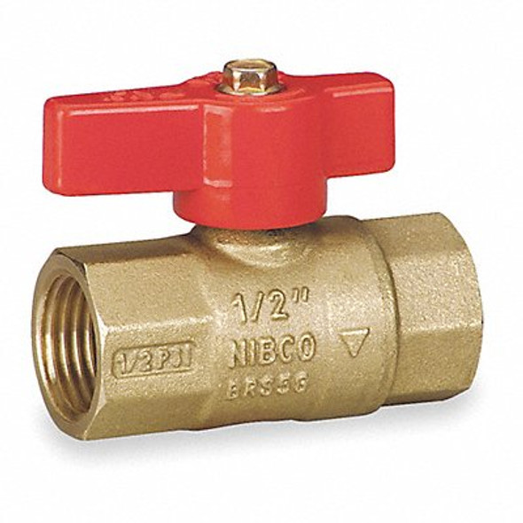 Nibco Brass Gas Ball Valve,Inline,FNPT,1/2 in GB1A