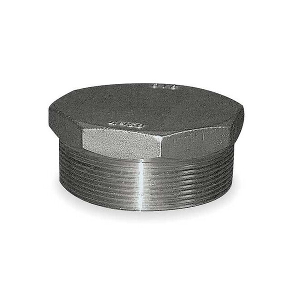 2 in Hex Plug, 316 Stainless Steel, MNPT, Class 150, 37 mm Length