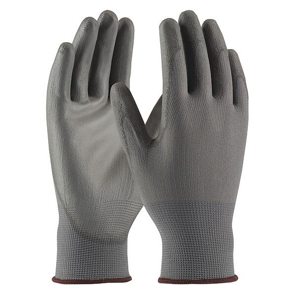 Coated Gloves, Polyurethane, Smooth, Palm, 2 Abrasion Level, Gray, XL (10) 12 PK