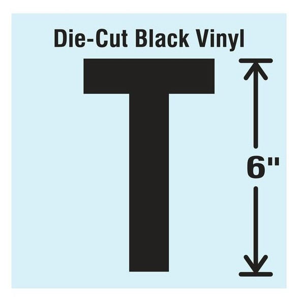 Stranco Letter Label, Vinyl, 6 in H, 3-1/2 in W DBV-SINGLE-6-T