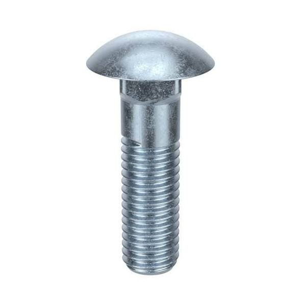 Carriage Bolt, Square Neck, 3/8"-16, 6 in L, Steel, Grade 2, Plain, 10 PK