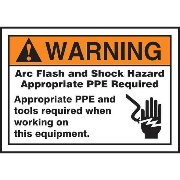 Accuform Label,5x7,Warning Arc Flash and, LELC316 LELC316